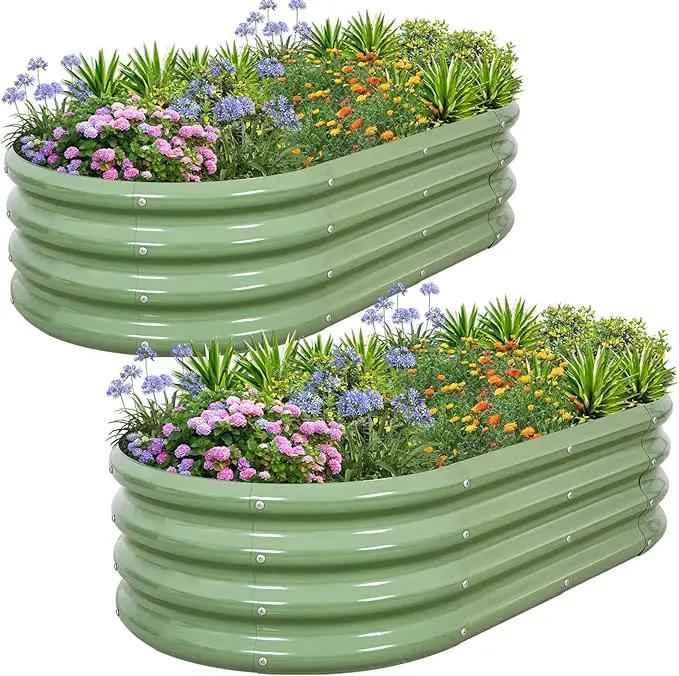 1MORE Galvanized Raised Garden Bed- Planter Garden Boxes Outdoor, Raised Beds for Gardening, 4x2x1ft Metal Garden Bed Kit for Vegetables Flower, Planter Raised Beds with Tools.Green-2pack by GreenHaven Gardens