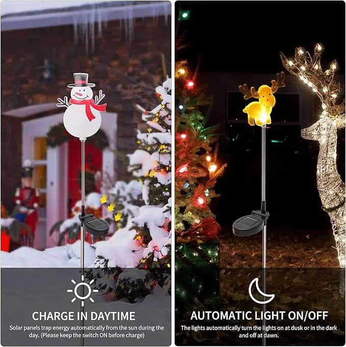 Glintoper 4 Pack Solar Christmas Figurine Lights, Outdoor Lighted Decorative Santa Claus, Snowman, Xmas Tree & Reindeer with Garden Stakes, Warm White LED Lighting Yard Stake for Path Lawn Patio Decor by GreenHaven Gardens
