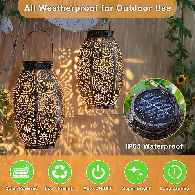 2Pack Owl Solar Outdoor Lanterns Waterproof, Large Decorative Garden Solar Lights for Table, Patio, Yard, Lawn Ornaments, Birthday Mothers' Day Gifts for Mom Dad ( Antique Bronze) by GreenHaven Gardens