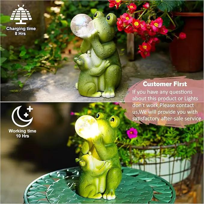 Solar Frog Outdoor Garden Statues: Outside Decor with Lights Clearance for Yard Art Lawn Ornaments Porch Patio Balcony Home House - Birthday Gifts for Grandma Mom Women by GreenHaven Gardens
