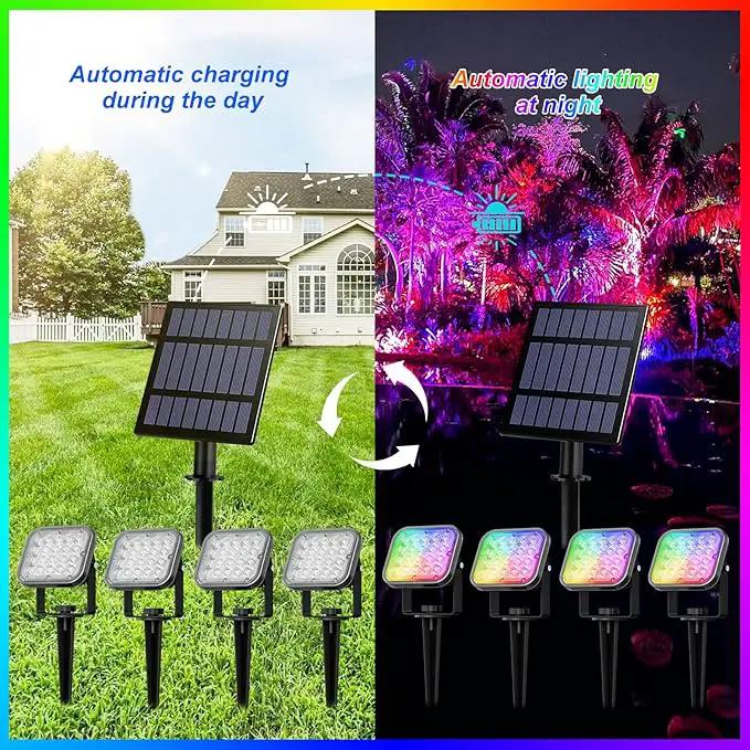 T-Sun Solar Spotlights Outdoor, 4 in 1 Color Changing Solar Landscape Spot Lights Auto ON/Off RGB Solar Garden Pond Lights for Yard, Pathway, Driveway, Pool Area(RGB) by GreenHaven Gardens