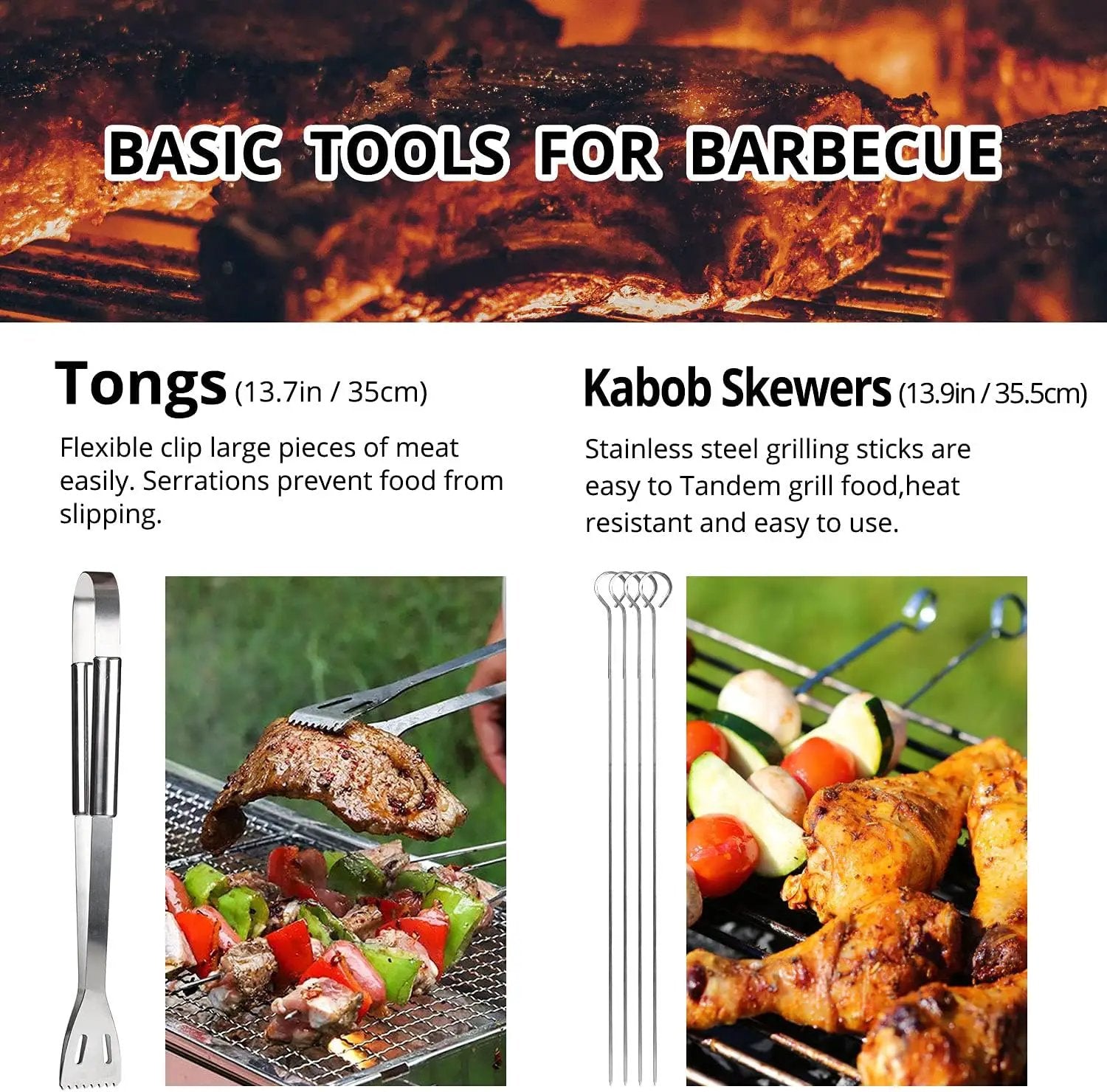 BBQ Utensil Set Stainless Steel Professional Barbecue Accessories Grill Tool with Bag Easy to Carry by GreenHaven Gardens