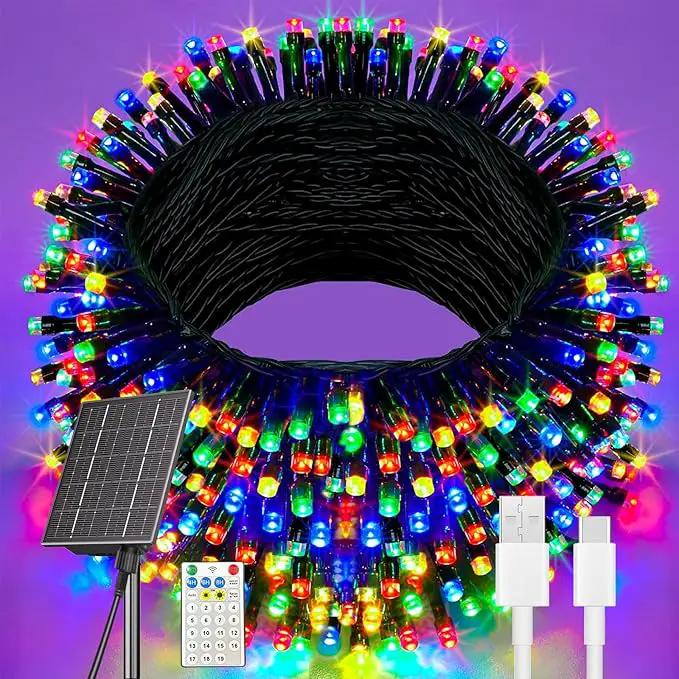 Solar Christmas Lights Outdoor Waterproof, 400 LED 137FT Solar Powered LED String Lights Green Wire with 19 Modes Waterproof Fairy Lights for Bedroom Patio Garden Tree Party Yard Decoration by GreenHaven Gardens