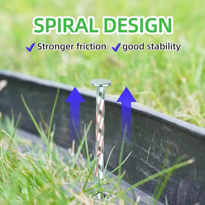 100 Pack Landscape Stakes with Gasket Caps - 6.3 Inch Heavy-Duty Galvanized Steel Garden Spikes are Used to Fixing Weed Barrier, Artificial Lawn, Patio Rug, Etc by GreenHaven Gardens