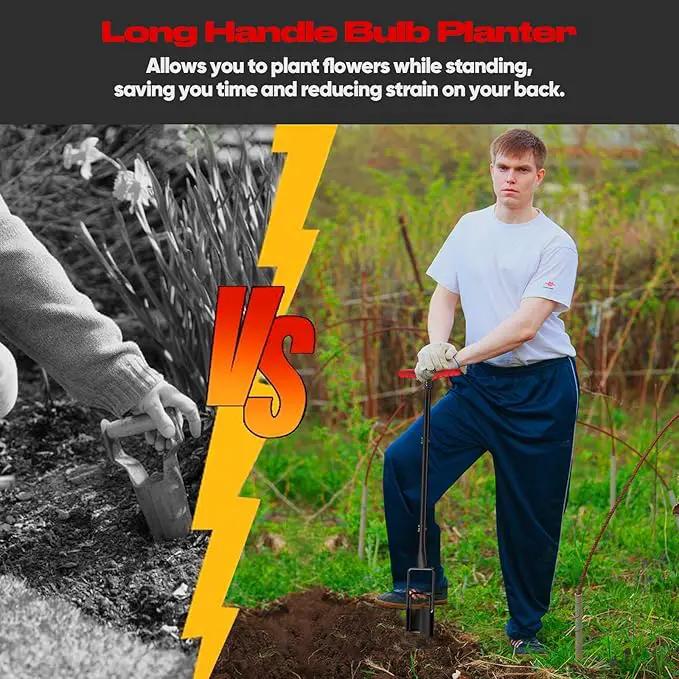 FLORA GUARD Long Handle Bulb Planter Tool, Standing Gardening Bulb Transplanter, Turf Remover Lawn Inserter - for Digging Holes by GreenHaven Gardens