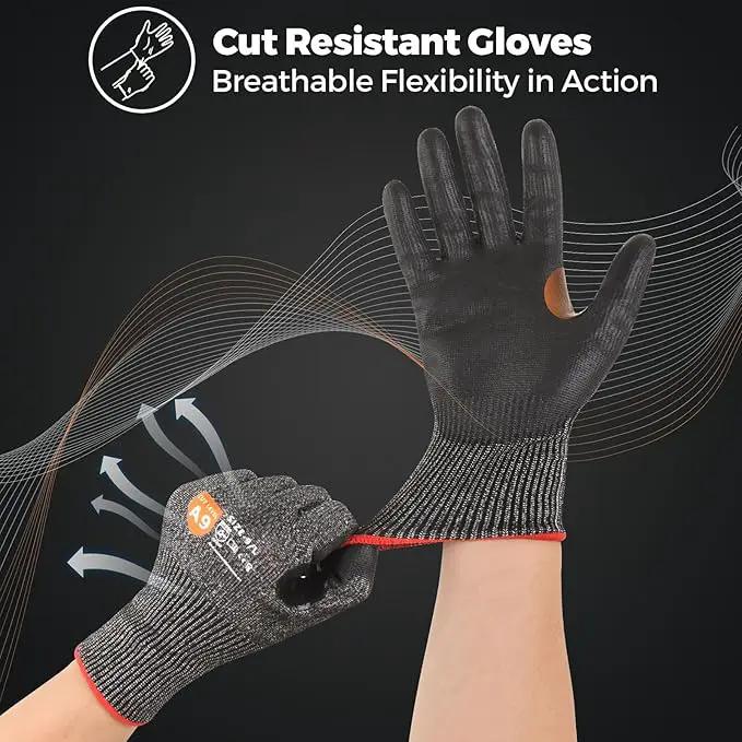 Donfri A9 Cut Resistant Work Gloves for Men - Steel + HPPE Hybrid Safety Gloves for Men, ANSI Cut Level 9 Protection Flexible for Metal Glass Wood Construction Fishing by GreenHaven Gardens