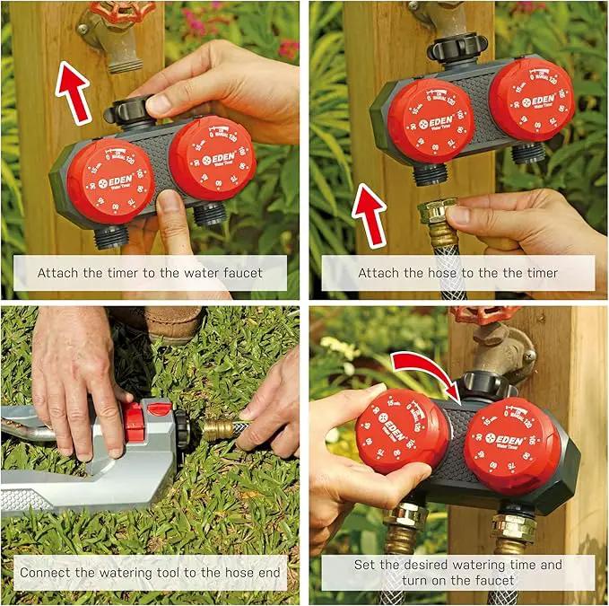 Eden 25124 2-Zone Mechanical Watering Timer, Red, Grey by GreenHaven Gardens