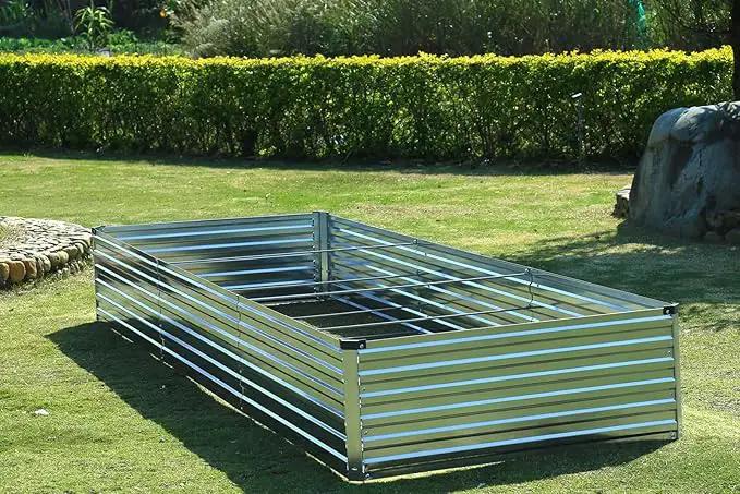 2 Pack 12x2x1FT Galvanized Raised Garden Beds Kit Outdoor Metal Gardening Planter Box for Vegetable Elevated Flower Herbs,Silver by GreenHaven Gardens