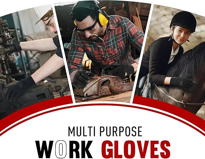 HLDD HANDLANDY Leather Work Gloves for Men & Women, Adjustable Wrist Cowhide Gardening Glove with Reinforced Palm for Driver by GreenHaven Gardens