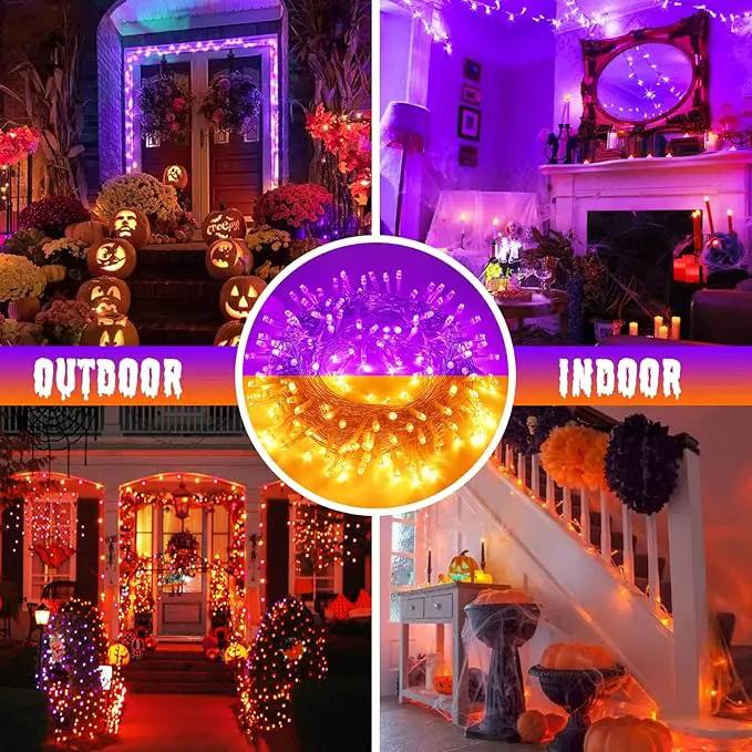 JMEXSUSS Halloween Decoration Lights, 200 LED Orange Purple Halloween Lights Clear Wire, 11 Modes Connectable Halloween String Lights Indoor Outdoor Plug in for Halloween Tree Decorations by GreenHaven Gardens