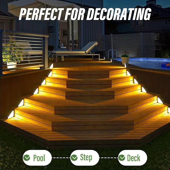 JSOT Solar Step Stair Lights Outdoor Yard Decor 10 Pack, IP65 Waterproof Deck Lighting for Outside Solar Powered, Solar Garden Light Decor for Fence, Backyard, Front Porch Step, Balcony, Wall, Patio by GreenHaven Gardens