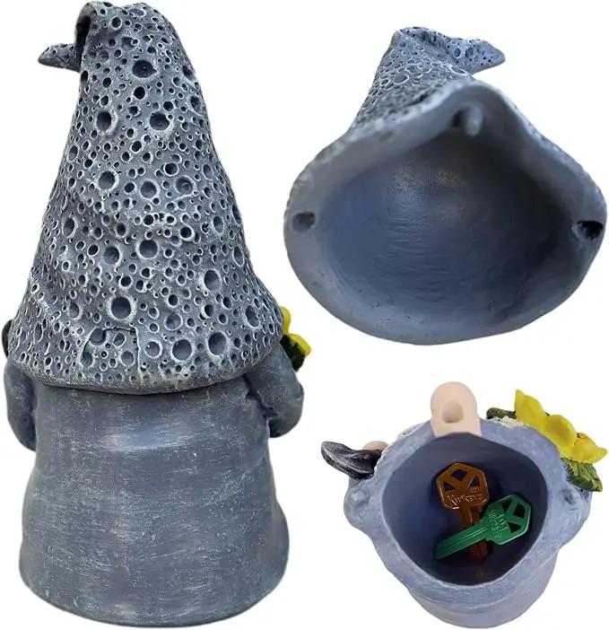 Key Hider Outdoor Garden Gnomes Statue Hide A Key Outside Gnome Figurine Decor For Yard Lawn Hidden Spare Key Holder Lock Box by GreenHaven Gardens