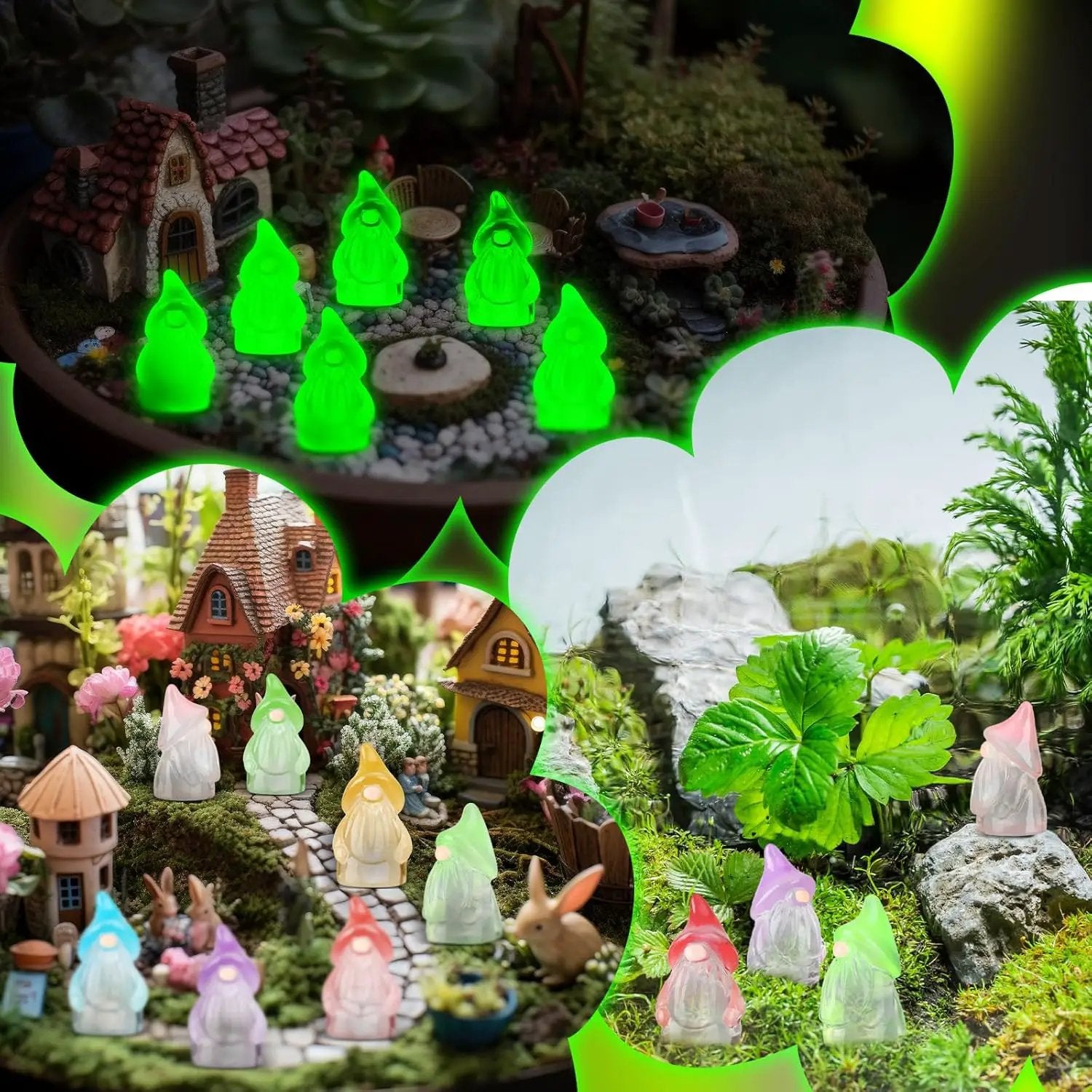 120 Pcs Mini Resin Luminous Gnomes Bulk Tiny Fairy Resin Statues Glow in The Dark Small Gnomes Miniature Figurines for Landscape Outdoor Patio Yard Lawn Plant Pots Fairy Decor (Classic) by GreenHaven Gardens