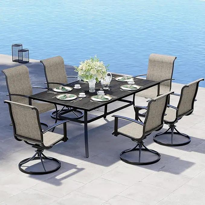 Grand patio Outdoor Swivel Dining Chairs 6-Piece Patio Dining Chair Set Mesh Sling Patio High Back Swivel Rockers, Mixed Coffee by GreenHaven Gardens