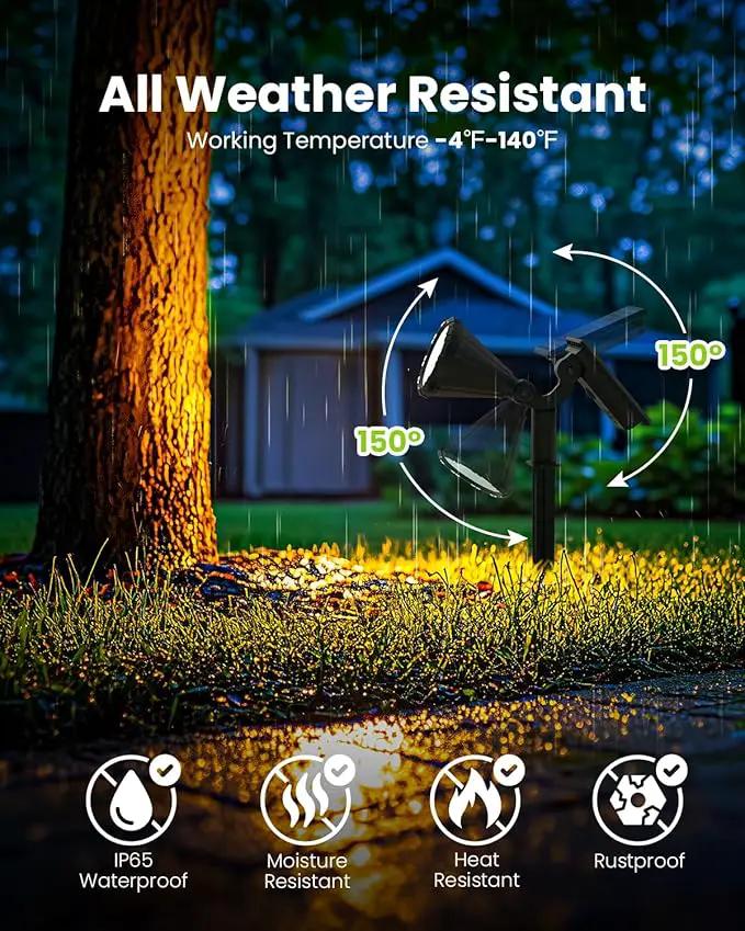 Solar Spot Lights Outdoor Waterproof, Flag Pole Light Solar Powered Halloween Lights, Landscape Lighting Spotlights for Tree, House, Yard, Garden, Christmas Decorations-4 Pack Warm White by GreenHaven Gardens