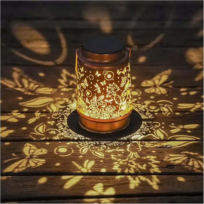 Solar Rabbit Lanterns Outdoor Hanging Decor Lantern,Waterproof Hollow Out Metal Dragonfly Decorative Garden Light,Graceful Decoration for Patio,Yard,Landscape,Walkway,Festival by GreenHaven Gardens