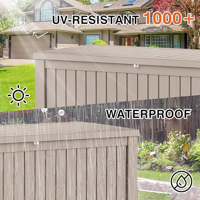 180 Gallon Outdoor Storage Box Waterproof Lockable Resin Deck Box Large, Patio Storage Bin for Pool Accessories Cushion Furniture, Garden Tools, UV-Resistant Outside Delivery Grey by GreenHaven Gardens