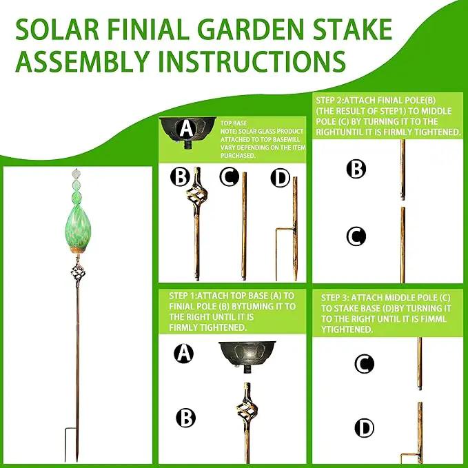 Solar Garden Lights, Decorative LED Flame Garden Stakes, Hand Blown Glass and Outdoor Waterproof Glass Stakes (Green) by GreenHaven Gardens