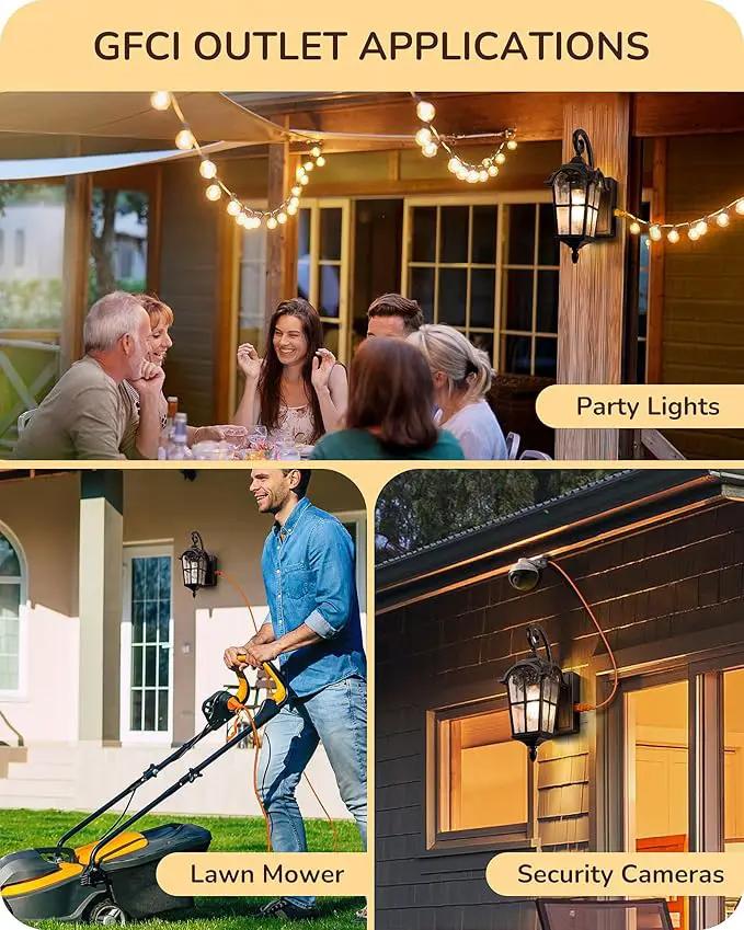 EDISHINE Dusk to Dawn Outdoor Wall Lights, Porch Light Fixture with GFCI Outlet, Exterior Wall Lantern with E26 Socket, Waterproof Outside Wall Sconce Wall Mount Lamp for Front Door, Patio, Garage by GreenHaven Gardens