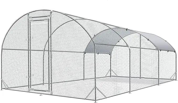 4ever2buy Large Metal Chicken Coop with Run Walk-in Poultry Cage Chicken Runs House Pen Cage Dome Roofed Chicken Coops with Anti-Ultraviolet Cover for Outdoor Backyard Farm Use 9.5'W x 19.3'L x 6.3'H by GreenHaven Gardens