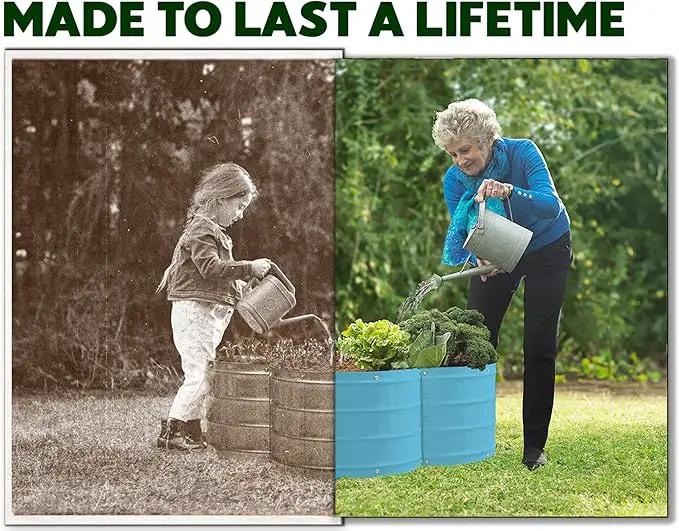 Galvanized Raised Garden Beds Outdoor // 3×3×1 ft Planter Raised Beds for Gardening, Vegetables, Flowers // Large Metal Garden Box (Teal) // Patented Tool-Free Design by GreenHaven Gardens