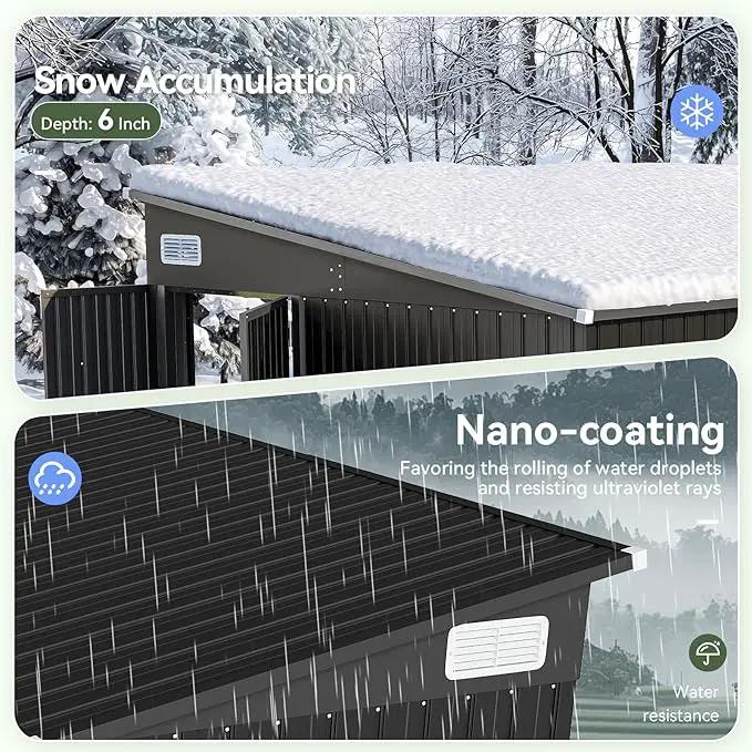 Aoxun 7' x 4' Shed 140 CU.FT Outdoor Waterproof Storage Shed with Triple Lockable Door Garden Metal Tool Shed for Outside by GreenHaven Gardens