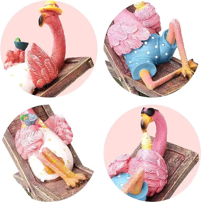 MUAMAX Pink Flamingo Garden Statues Flamingo Ornaments Small Flamingo Statue Summer Tropical Coastal Desk Decor Yard Art Ornament Housewarming Gifts Outdoor Patio Lawn Decorations by GreenHaven Gardens