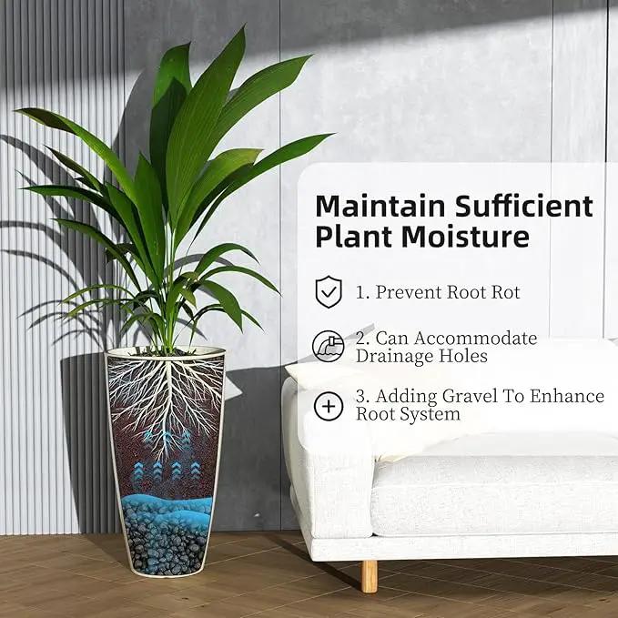 QCQHDU 21 inch Tall Planters for Indoor & Outdoor Plants, 2 Pack Sturdy Plant-Flower-Tree Pots for Front Porch Patio Deck Living Room Decor by GreenHaven Gardens