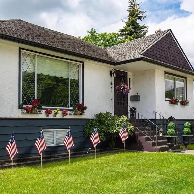 24 Pack 12x18 Inch American Flags For outside, US Flags with Kid-Safe Spear Top, Pluggable ground Multi-Purpose wood Flagpole , Patriotic Decorations, Memorial Day, 4th of July decorations,Independence Day Patriotic Holiday Yard Garden Flags by GreenHaven Gardens