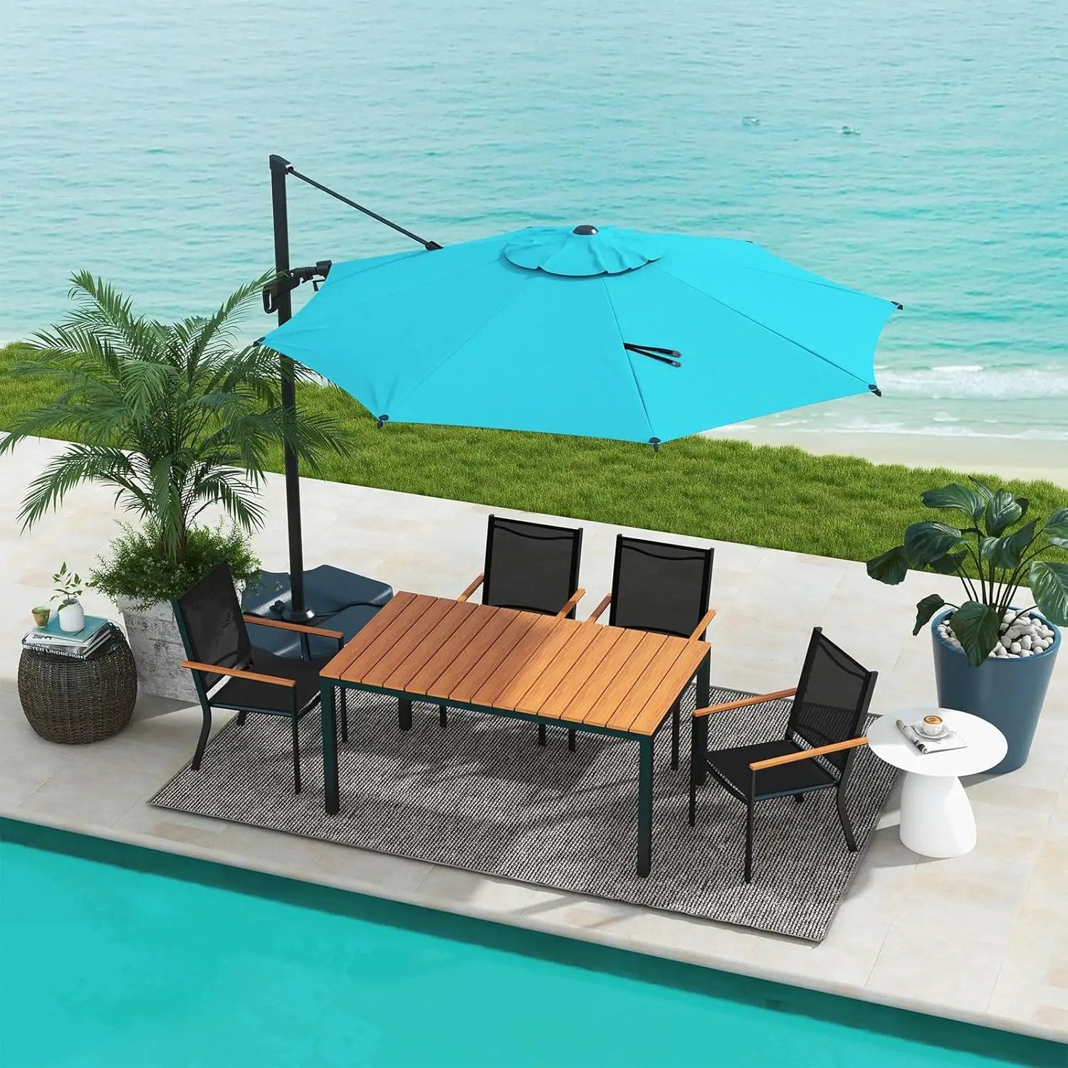 Abba Patio 10FT Vienna Offset Patio Umbrella Outdoor Cantilever Umbrella with 360° Rotation Design and Easy Tilt Adjustment UV 50+ Protection 8 Ribs for Backyard Garden Deck Pool Patio, Light Blue by GreenHaven Gardens