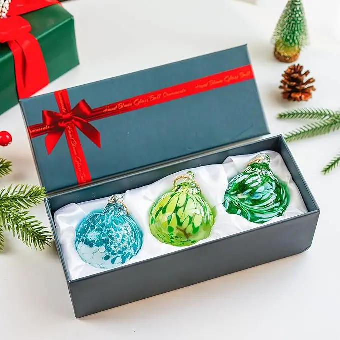 3pcs Hand Blown Glass Gazing Balls Blown Glass Christmas Ornament Balls Hanging Friendship Balls for Home Window Outdoor Garden Patio Decor by GreenHaven Gardens