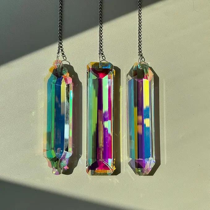 3PCS 5" Large Crystal Sun Catcher Prisms, Hanging Suncatchers with Glass Prism, Rainbow Maker for Room, Windows,Garden,Fantasy Aesthetic Home Decor. (YGBS01) by GreenHaven Gardens