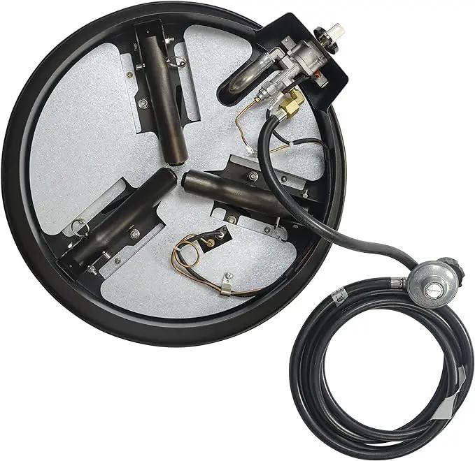 Amazon Basics Portable Propane Fire Pit, 19 inch Round Gas for Patio, 55,000 BTU Carry Strap by GreenHaven Gardens