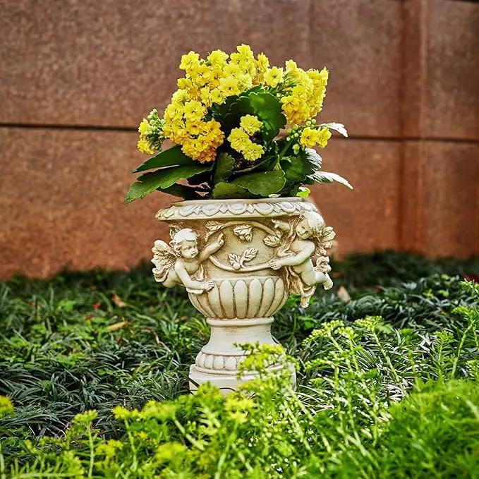 Cherub Angel Planters, Cherub Planter Flower Pots with Drain Hole for All House Plants, Patio Yard Decor, Polyresin, 8.46" H by GreenHaven Gardens
