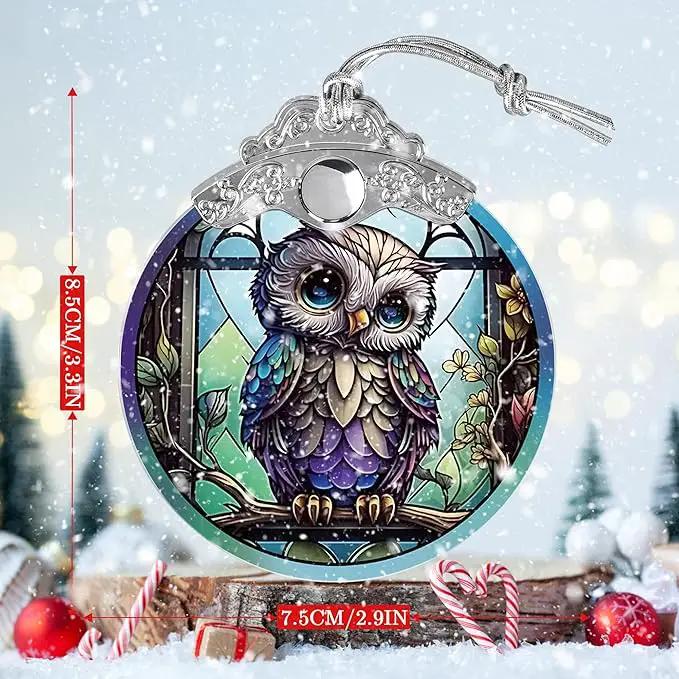 Owl Stained Glass Suncatcher, Jocidea Owl Ornament, Owl Christmas Ornament, Holidays Ornaments, Christmas Tree Ornament, Owl Decor, Gifts for Owl Lovers by GreenHaven Gardens