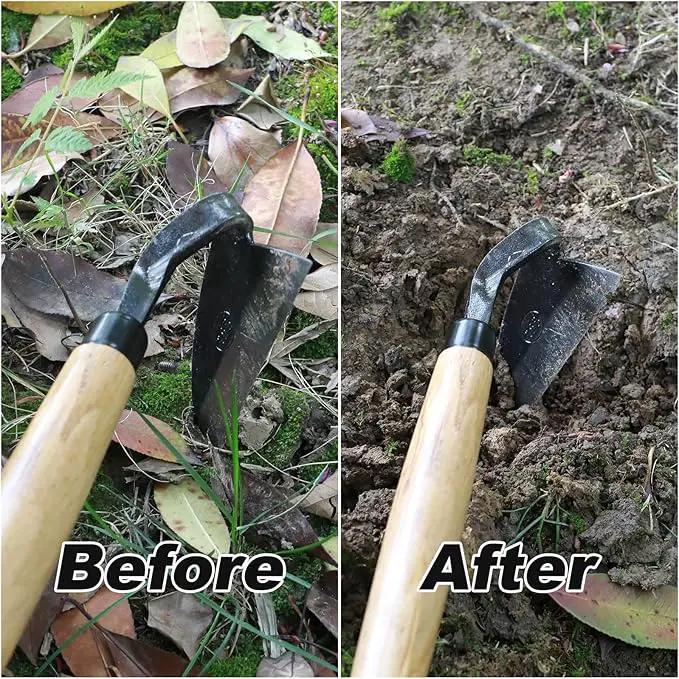 Japanese Weeding Sickle Hand Sickle，Hoe Gardening Tools for Weeding and Cultivating Weed Remover Tool High-Carbon Steel with Hard Solid Wood Handle Very Sharp (Wooden Handle) by GreenHaven Gardens