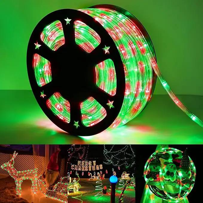 50ft LED Rope Lights Outdoor, 360 LED Connectable and Flexible Tube Lights with 8 Modes, Waterproof LED Rope Lighting for Garden Patio Pool Bedroom PartyIndoor Outdoor Christmas Decor (Red & Green) by GreenHaven Gardens