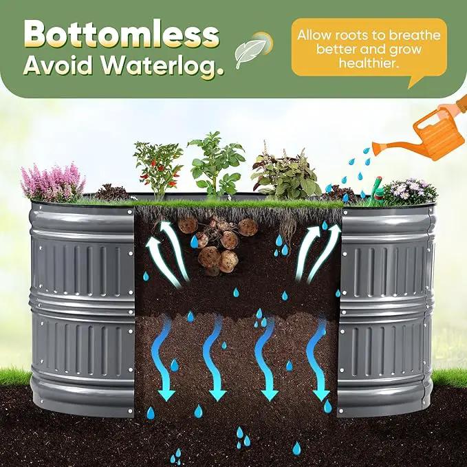 KING BIRD Raised Garden Bed Kit 2025 Upgraded Modular DIY Galvanized Planter Garden Box Outdoor for Gardening, Vegetables, Flowers, Elegant Roman Column Design, 71x24x24 in, Dark Grey by GreenHaven Gardens