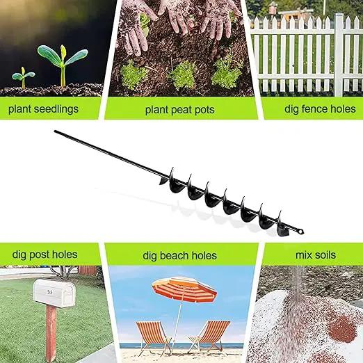 TCBWFY 2x32 Inch Auger Drill Bit for Planting - Long Handle Easy Planter Garden Auger - Bulb & Bedding Plant Augers - Post Hole Digger for 3/8”Hex Drive by GreenHaven Gardens