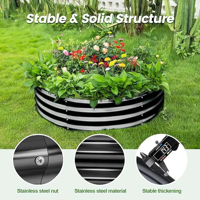 Land Guard 3×3×1ft Galvanized Raised Garden Bed Kit, Round Galvanized Planter Raised Garden Boxes Outdoor, Large Metal Raised Garden Beds for Vegetables, Grey by GreenHaven Gardens