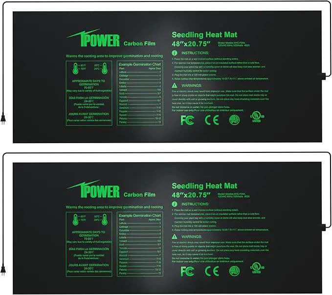 iPower 48" x 20.75" Seeding Heat Mat 2 Pack, Durable Waterproof Warm Hydroponic Plant Germination Starting Pad by GreenHaven Gardens