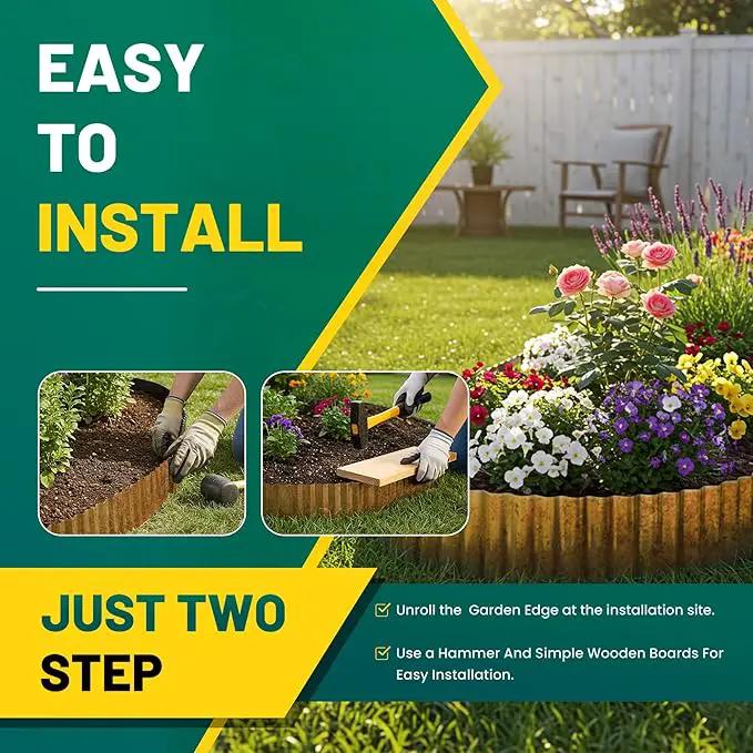 Corrugated Metal Garden Edging, 6"×20Ft Durable Landscape Border for Garden, Lawn, Flower Beds and Paver Edging (Rusty) by GreenHaven Gardens