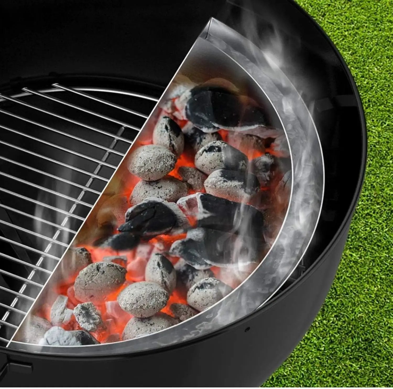 onlyfire Charcoal Basket with Water Reservoir for Two-Zone Cooking, Stainless Steel Charcoal Briquet Holder for Weber 22/26 Inch Kettle Grills by GreenHaven Gardens