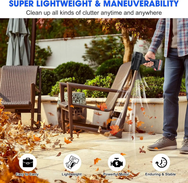 Leaf Blower Cordless with Battery and Charger, Powerful Handheld Air Blower with 2 X 4000mAh Batteries, Turbo Jet Blowers for Lawn Care, Patio Cleaning, Car Drying, Leaves, Dust, Snow by GreenHaven Gardens