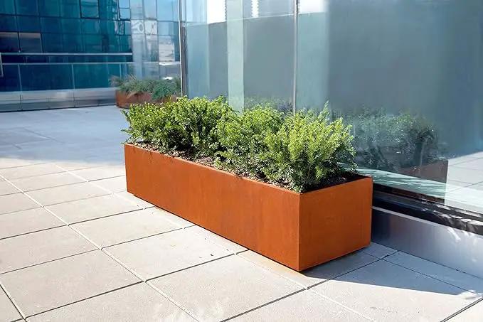 Corten Steel Planter Rectangle Outdoor Metal Garden Box Heavy Duty | Made in USA | Fully Assembled by GreenHaven Gardens