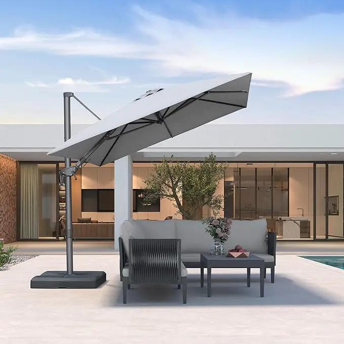 PURPLE LEAF 8' X 10' Left-right Tilting Outdoor Patio Umbrella Swivel Offset Cantilever Heavy Duty Rectangle Aluminu Umbrella with UV Resistant for Deck Pool Patio Backyard, Pebble Grey by GreenHaven Gardens