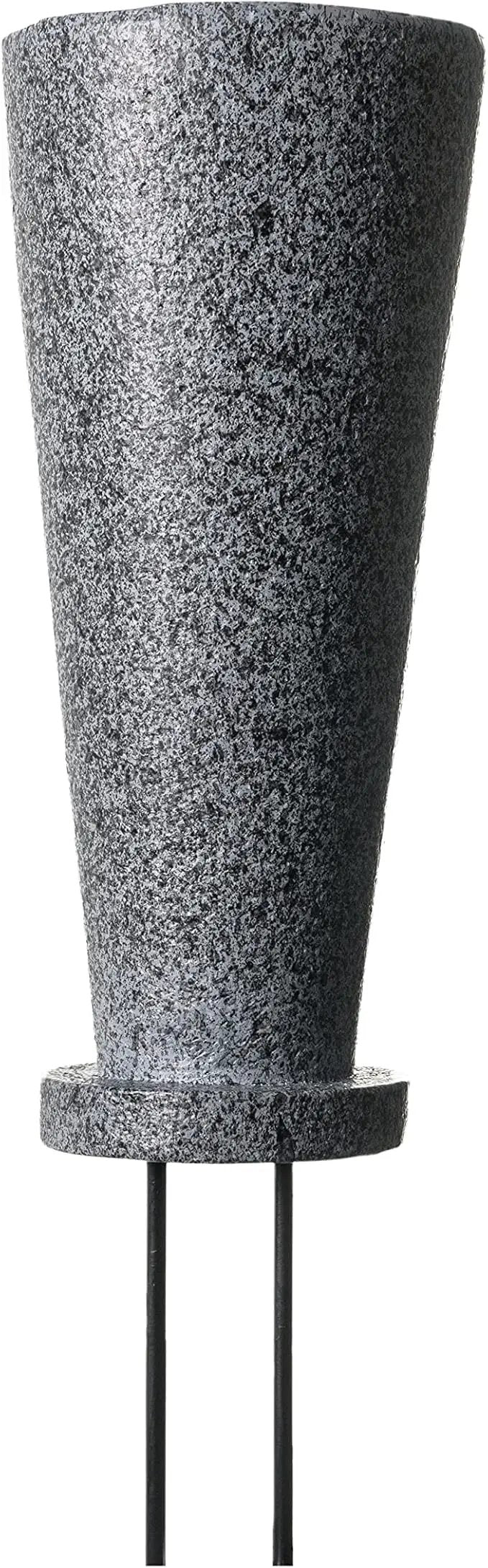 Cemetery Vase with Stakes-Plastic Flower Vases with 2 Ground Spikes, Draining Holes - for Garden, Lawn, Yard - Memorial Grave Decorations 12.7x3.4.x3.9, Black Granite Design by GreenHaven Gardens