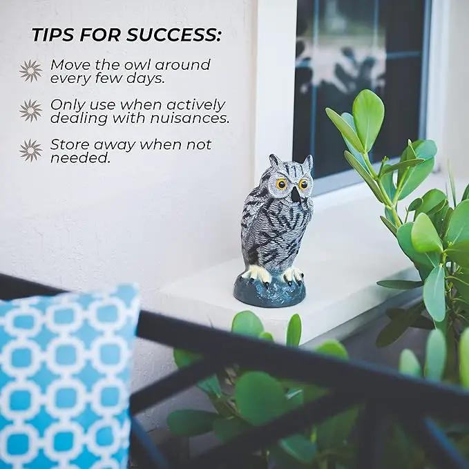 Galashield Owl Decoy to Scare Birds Away | Plastic Owls to Scare Birds Away | Owl Statue for Garden & Outdoors by Galashield [Set of 2] by GreenHaven Gardens