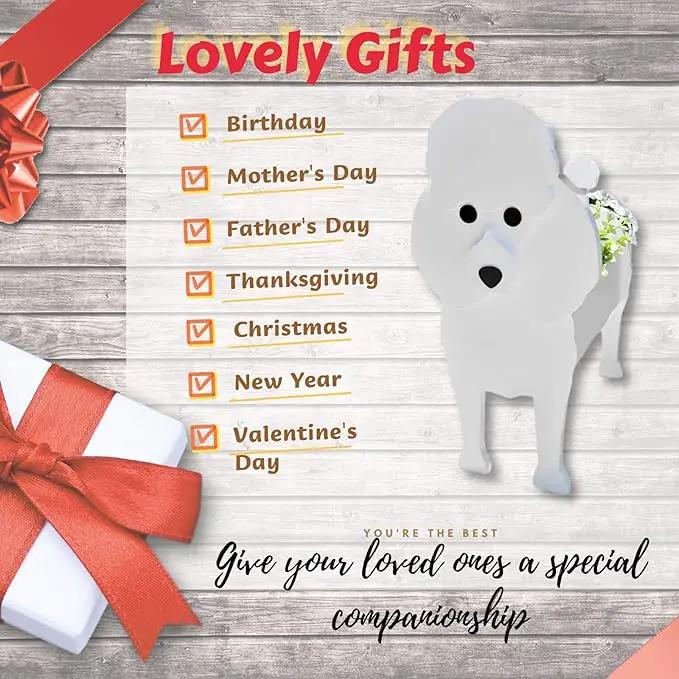 Poodle Dog Planter Plant Pots,Cute Garden Dog Flower Planter,Dog Planters Birthday Gifts for Women,Office,Indoor/Outdoor Decor（9.45 * 8.35 * 13.39in） by GreenHaven Gardens