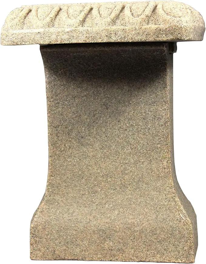 EMSCO Group 2306-1AZ Garden Bench – Natural Sandstone Appearance – Made of Resin – Lightweight – 12” Height by GreenHaven Gardens